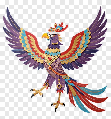 Colorful Phoenix With Outstretched Wings PNG