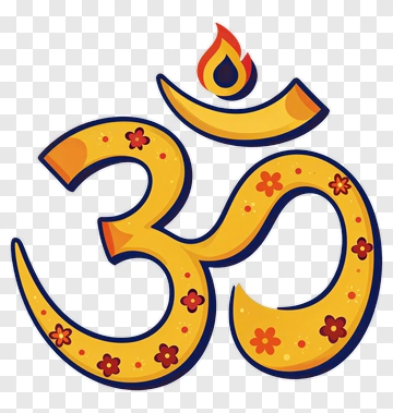 Colorful Om Symbol With Floral Decorations PNG