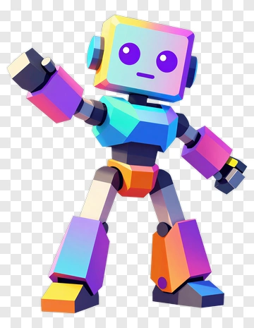 3D Colorful Robot Posing PNG
