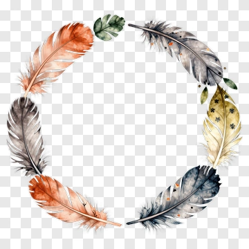 Watercolor Feather Frame PNG