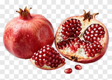 Fresh Pomegranate With Opened Segments PNG