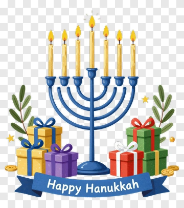Menorah With Gifts For Hanukkah PNG