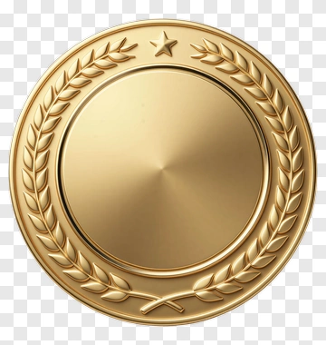 Gold Medal With Laurel Wreath PNG