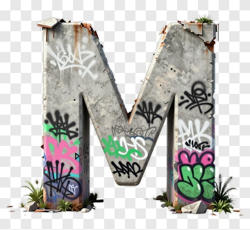 Graffiti Letter M With Plants PNG