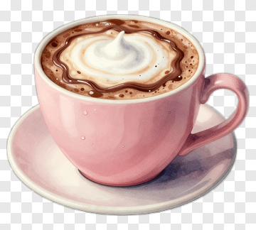 Pink Coffee Cup With Whipped Cream PNG