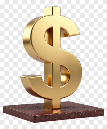 Gold Dollar Sign On A Brown Base PNG