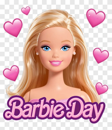 Barbie Day Celebration With Hearts PNG
