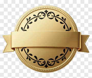 Gold Seal With Decorative Floral Design PNG
