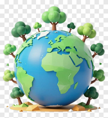 3D Earth Surrounded By Trees PNG
