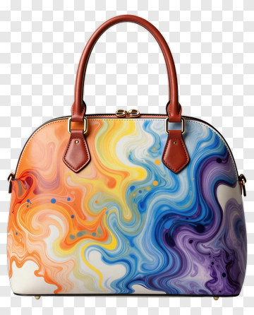 Colorful Handbag With Swirling Design PNG