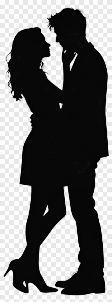 Silhouette Couple Embracing PNG