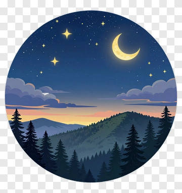 Night Sky Over Mountains PNG
