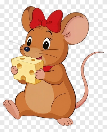 Cartoon Mouse Holding Cheese PNG
