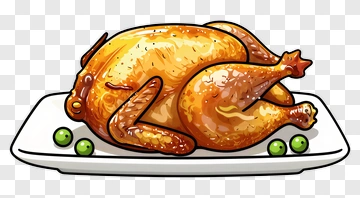 Roasted Chicken On A Plate With Green Peas PNG