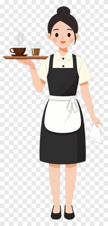 Waitress Holding A Tray Of Coffee And Tea PNG