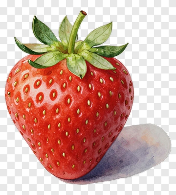 Realistic Strawberry With Green Leaves PNG