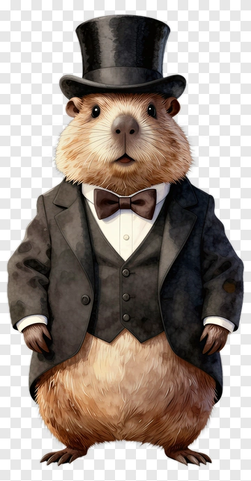 Dapper Beaver In A Tuxedo With Top Hat PNG