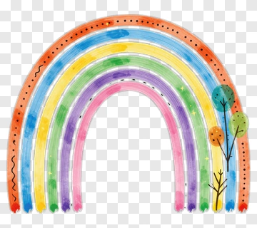 Colorful Rainbow With Trees PNG