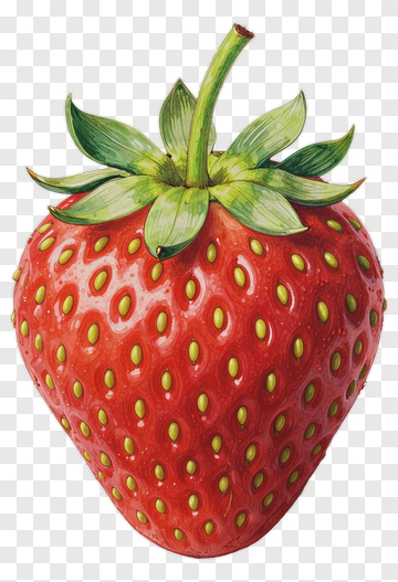 Realistic Red Strawberry With Green Leaves PNG