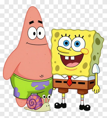 Cartoon Spongebob And Patrick With Gary The Snail PNG