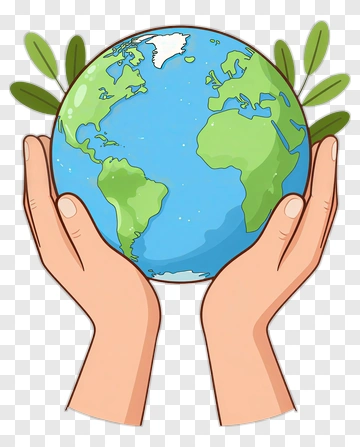 Hands Holding A Globe With Green Leaves PNG