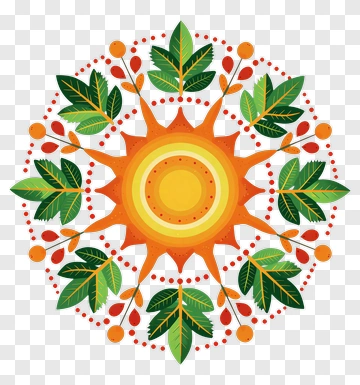 Colorful Sun And Leaf Mandala PNG