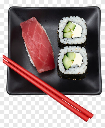 Sushi Plate With Tuna And Cucumber Rolls PNG