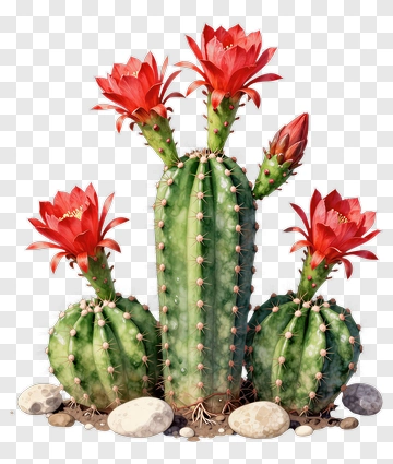 Cactus With Red Flowers PNG
