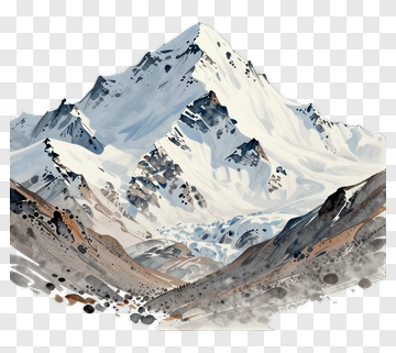 Mountain Landscape With Snow-Capped Peaks PNG