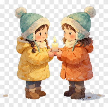 Cartoon Children Holding A Candle PNG