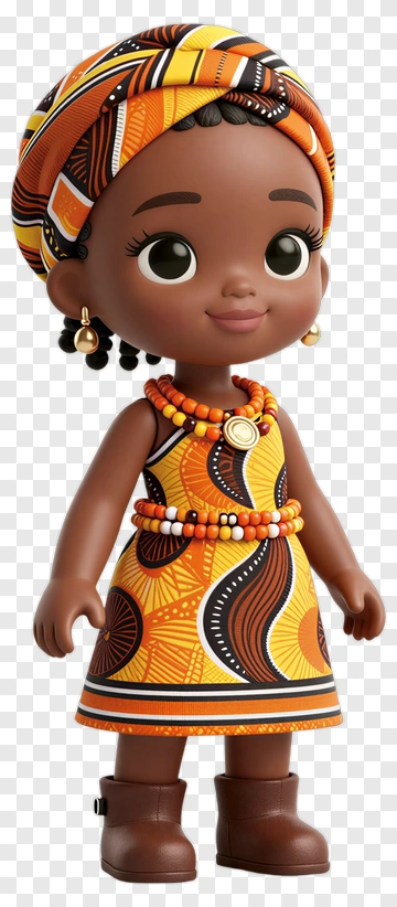 Colorful Doll In Traditional African Dress PNG