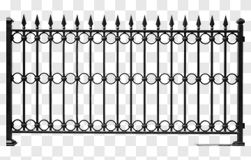 Black Decorative Iron Fence PNG