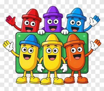 Colorful Cartoon Crayons Group PNG