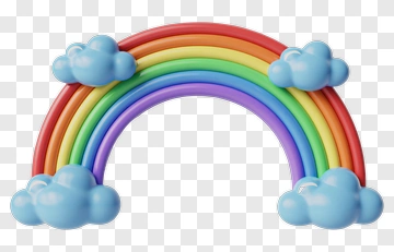 Colorful Rainbow With Clouds PNG