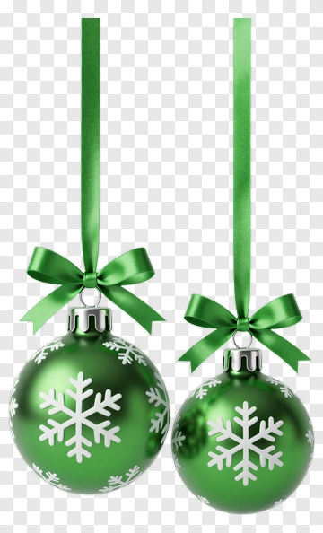 Green Christmas Ornaments With Snowflakes PNG