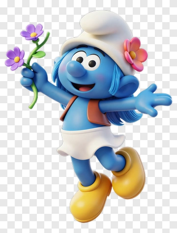 Cartoon Smurf Holding A Flower PNG