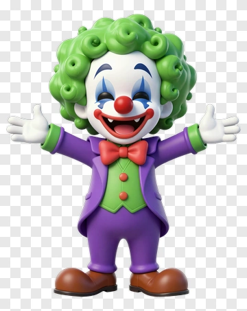 Cartoon Clown With Green Hair And Purple Suit PNG