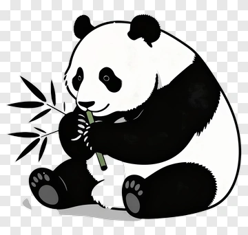 Cartoon Panda Eating Bamboo PNG