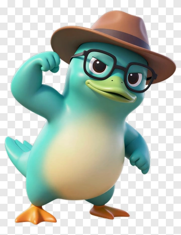 Cartoon Duck Wearing Glasses And Hat PNG