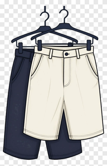 Pair Of Cartoon Shorts On Hangers PNG
