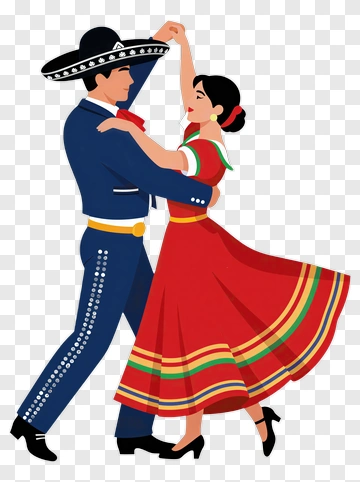 Mexican Couple Dancing In Traditional Attire PNG