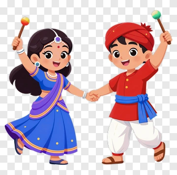 Happy Children Celebrating With Colorful Sticks PNG