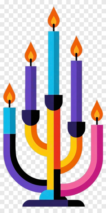 Colorful Menorah With Candles PNG