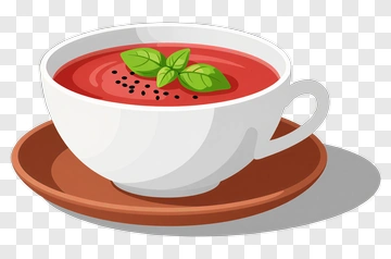 Bowl Of Tomato Soup With Basil Leaves PNG