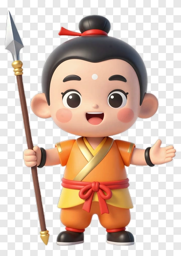 Cartoon Boy Holding A Spear PNG