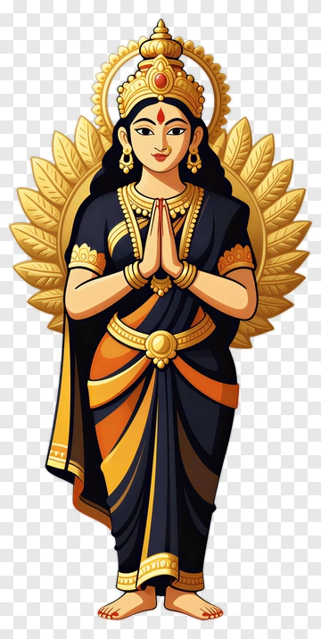 Hindu Goddess With Golden Wings PNG