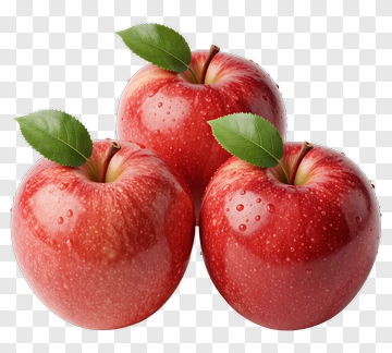 Red Apples With Green Leaves PNG