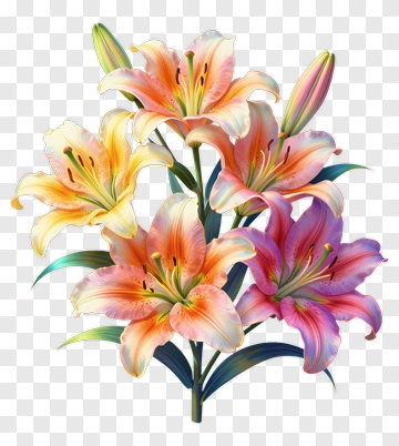 Colorful Lily Bouquet PNG