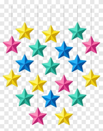 Colorful Hanging Stars Decoration PNG