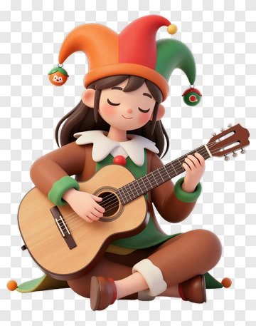 3D Jester Playing Guitar PNG